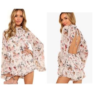 EUC floral boho romper - open back
